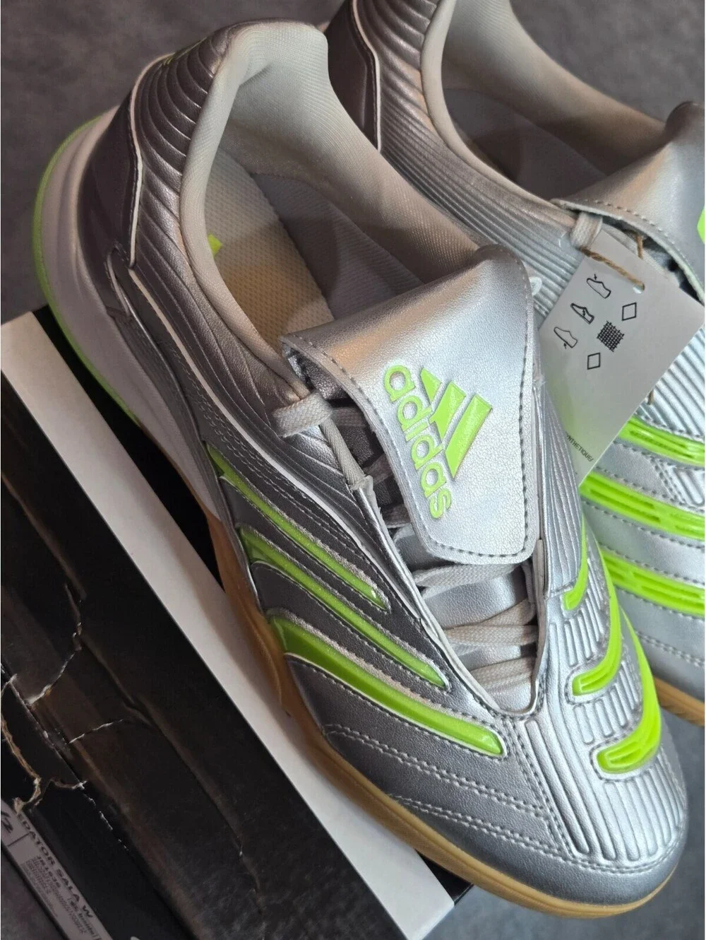 adidas Predator Sala - Metallic Silver/ Signal Green (JR1636) Women's 7.5 NEW